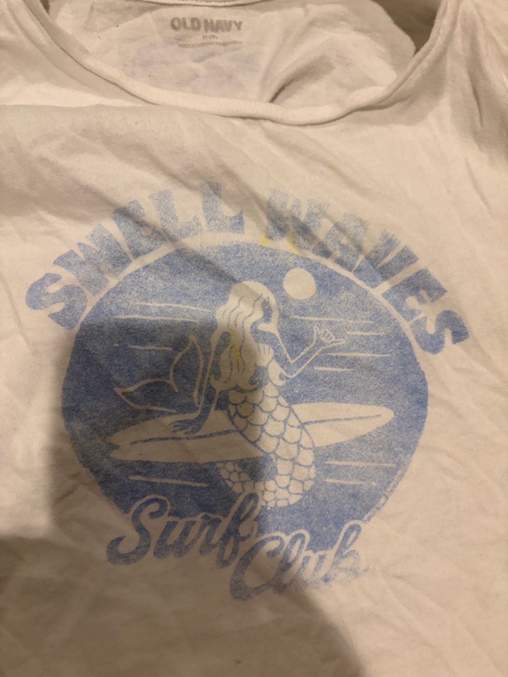 Old Navy White & Light Blue Mermaid Surf Graphic Women's Swim Tee - Picture 2 of 4